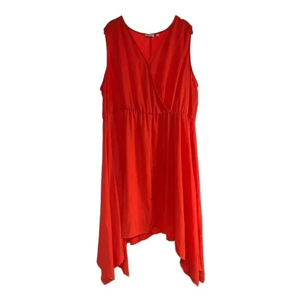 C’Est Nous by Shoshanna Size 3X Coral Chiffon Shark Bite‎ Hem Dress
